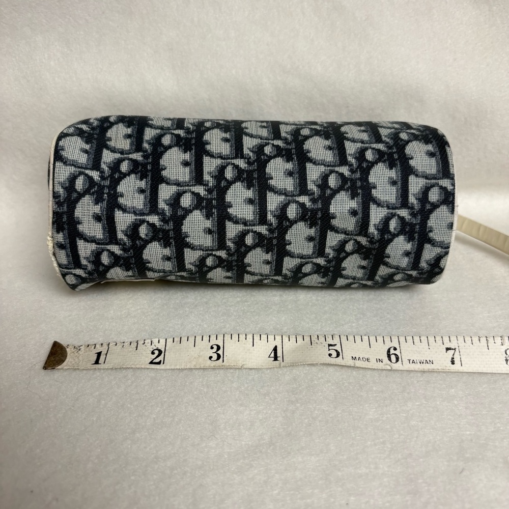 VTG CHRISTIAN DIOR Blue Trotter Canvas Barrel Wristlet Zipper Pouch - Picture 5 of 15